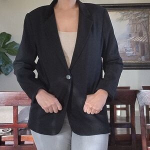 Sag Harbor Vintage Pure Wool One Button Blazer